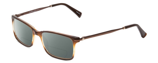 Profile View of Ernest Hemingway H4679 Designer Polarized Reading Sunglasses with Custom Cut Powered Smoke Grey Lenses in Brown Honey Clear Gradient Mist Unisex Square Full Rim Acetate 53 mm