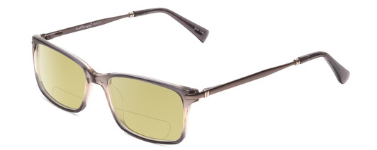 Profile View of Ernest Hemingway H4679 Designer Polarized Reading Sunglasses with Custom Cut Powered Sun Flower Yellow Lenses in Grey Clear Gradient Mist Unisex Square Full Rim Acetate 53 mm