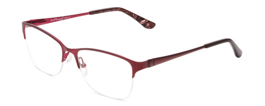 Profile View of Ernest Hemingway H4680 Designer Single Vision Prescription Rx Eyeglasses in Metallic Burgundy Red Clear Ladies Cateye Semi-Rimless Metal 52 mm