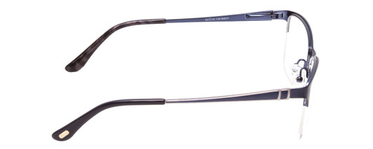 Side View of Ernest Hemingway H4680 Designer Progressive Lens Prescription Rx Eyeglasses in Metallic Navy Blue Clear Ladies Cateye Semi-Rimless Metal 52 mm