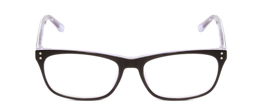 Front View of Ernest Hemingway H4684 Designer Bi-Focal Prescription Rx Eyeglasses in Shiny Black White Clear Crystal Triple Layered Unisex Cateye Full Rim Acetate 53 mm