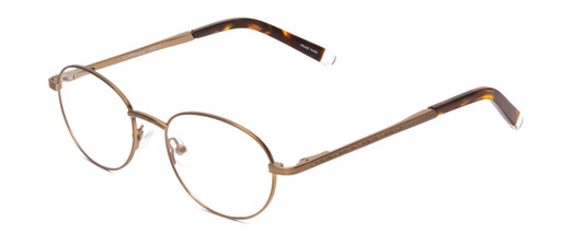 Profile View of Ernest Hemingway H4695 Designer Blue Light Blocking Eyeglasses in Antique Gold/Tortoise Havana Clear Tips Unisex Round Full Rim Stainless Steel 48 mm