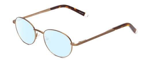 Profile View of Ernest Hemingway H4695 Designer Blue Light Blocking Eyeglasses in Antique Gold/Tortoise Havana Clear Tips Unisex Round Full Rim Stainless Steel 48 mm
