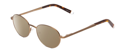 Profile View of Ernest Hemingway H4695 Designer Polarized Sunglasses with Custom Cut Amber Brown Lenses in Antique Gold/Tortoise Havana Clear Tips Unisex Round Full Rim Stainless Steel 48 mm