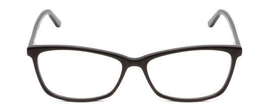 Front View of Ernest Hemingway H4696 Designer Reading Eye Glasses with Custom Cut Powered Lenses in Shiny Black/Tortoise Havana Brown Yellow Ladies Cateye Full Rim Acetate 54 mm