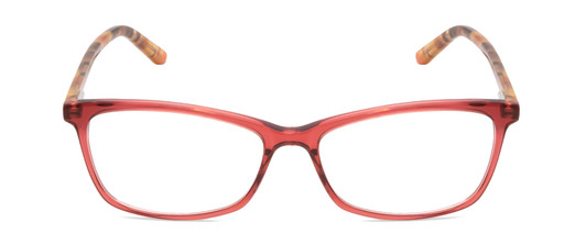Front View of Ernest Hemingway H4696 Designer Single Vision Prescription Rx Eyeglasses in Ruby Red Crystal/Orange Yellow Brown Tiger Print Ladies Cateye Full Rim Acetate 54 mm