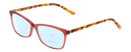 Profile View of Ernest Hemingway H4696 Designer Progressive Lens Blue Light Blocking Eyeglasses in Ruby Red Crystal/Orange Yellow Brown Tiger Print Ladies Cateye Full Rim Acetate 54 mm