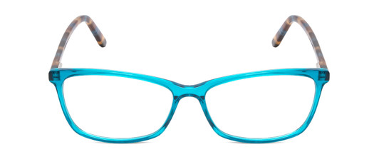 Front View of Ernest Hemingway H4696 Designer Progressive Lens Prescription Rx Eyeglasses in Teal Blue Green Crystal/Brown Yellow Navy Gold Striped Ladies Cateye Full Rim Acetate 54 mm