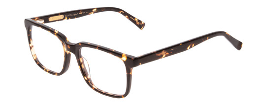 Profile View of Ernest Hemingway H4697 Designer Blue Light Blocking Eyeglasses in Gloss Tortoise Havana Brown Yellow Unisex Square Full Rim Acetate 53 mm