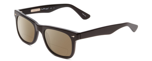 Profile View of Ernest Hemingway H4721 Designer Polarized Reading Sunglasses with Custom Cut Powered Amber Brown Lenses in Gloss Black Silver Studs  Unisex Cateye Full Rim Acetate 50 mm