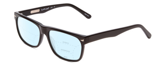 Profile View of Ernest Hemingway H4723 Designer Progressive Lens Blue Light Blocking Eyeglasses in Gloss Black Silver Studs  Unisex Cateye Full Rim Acetate 57 mm