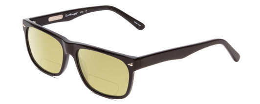 Profile View of Ernest Hemingway H4723 Designer Polarized Reading Sunglasses with Custom Cut Powered Sun Flower Yellow Lenses in Gloss Black Silver Studs  Unisex Cateye Full Rim Acetate 57 mm