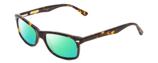 Profile View of Ernest Hemingway H4730 Designer Polarized Reading Sunglasses with Custom Cut Powered Green Mirror Lenses in Tortoise Havana Brown Gold/Silver Stud Unisex Rectangle Full Rim Acetate 53 mm