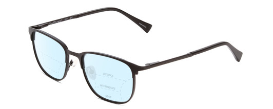 Profile View of Ernest Hemingway H4731 Designer Progressive Lens Blue Light Blocking Eyeglasses in Matte Metallic Black Unisex Cateye Full Rim Metal 52 mm
