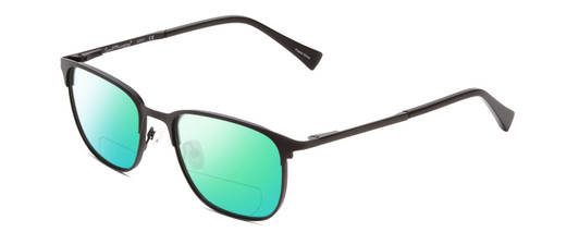 Profile View of Ernest Hemingway H4731 Designer Polarized Reading Sunglasses with Custom Cut Powered Green Mirror Lenses in Matte Metallic Black Unisex Cateye Full Rim Metal 52 mm