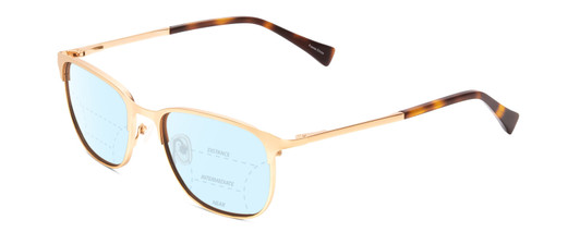 Profile View of Ernest Hemingway H4731 Designer Progressive Lens Blue Light Blocking Eyeglasses in Matte Metallic Gold Unisex Cateye Full Rim Metal 52 mm