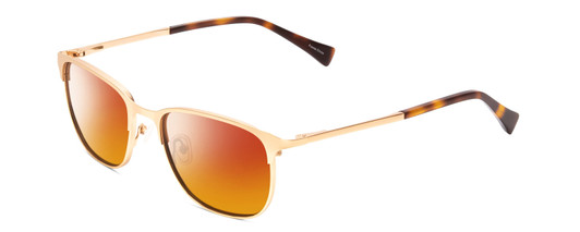 Profile View of Ernest Hemingway H4731 Designer Polarized Sunglasses with Custom Cut Red Mirror Lenses in Matte Metallic Gold Unisex Cateye Full Rim Metal 52 mm