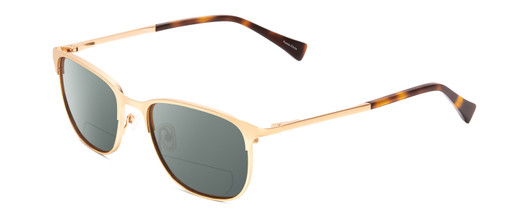 Profile View of Ernest Hemingway H4731 Designer Polarized Reading Sunglasses with Custom Cut Powered Smoke Grey Lenses in Matte Metallic Gold Unisex Cateye Full Rim Metal 52 mm