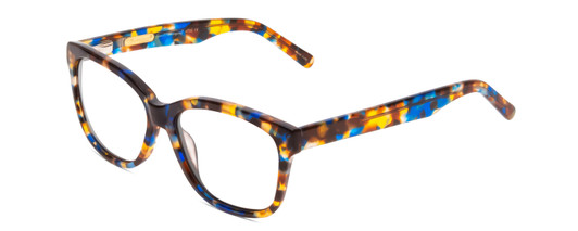 Profile View of Ernest Hemingway H4732 Designer Progressive Lens Blue Light Blocking Eyeglasses in Blue Tortoise Havana Brown Gold Ladies Cateye Full Rim Acetate 56 mm