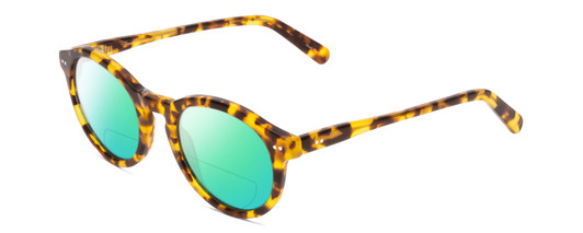 Profile View of Ernest Hemingway H4733 Designer Polarized Reading Sunglasses with Custom Cut Powered Green Mirror Lenses in Gloss Tortoise Havana Yellow Gold Brown Ladies Cateye Full Rim Acetate 49 mm