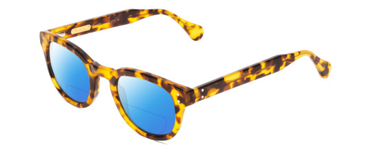 Profile View of Ernest Hemingway H4734 Designer Polarized Reading Sunglasses with Custom Cut Powered Blue Mirror Lenses in Gloss Tortoise Havana Yellow Gold Brown Ladies Cateye Full Rim Acetate 49 mm