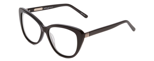 Profile View of Ernest Hemingway H4735 Designer Progressive Lens Blue Light Blocking Eyeglasses in Gloss Black Ladies Cateye Full Rim Acetate 54 mm