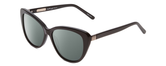 Profile View of Ernest Hemingway H4735 Designer Polarized Sunglasses with Custom Cut Smoke Grey Lenses in Gloss Black Ladies Cateye Full Rim Acetate 54 mm