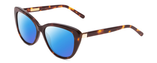 Profile View of Ernest Hemingway H4735 Designer Polarized Sunglasses with Custom Cut Blue Mirror Lenses in Gloss Tortoise Havana Brown Yellow Gold Ladies Cateye Full Rim Acetate 54 mm