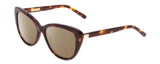 Profile View of Ernest Hemingway H4735 Designer Polarized Reading Sunglasses with Custom Cut Powered Amber Brown Lenses in Gloss Tortoise Havana Brown Yellow Gold Ladies Cateye Full Rim Acetate 54 mm