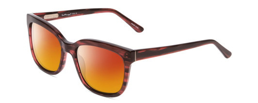 Profile View of Ernest Hemingway H4736 Designer Polarized Sunglasses with Custom Cut Red Mirror Lenses in Burgundy Red Plum Marbled Lines Unisex Cateye Full Rim Acetate 53 mm
