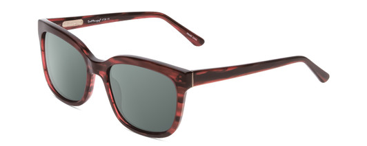 Profile View of Ernest Hemingway H4736 Designer Polarized Sunglasses with Custom Cut Smoke Grey Lenses in Burgundy Red Plum Marbled Lines Unisex Cateye Full Rim Acetate 53 mm
