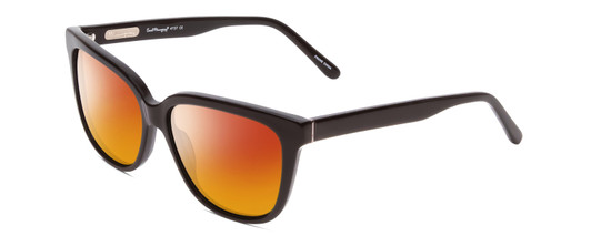 Profile View of Ernest Hemingway H4737 Designer Polarized Sunglasses with Custom Cut Red Mirror Lenses in Gloss Black Unisex Cateye Full Rim Acetate 55 mm