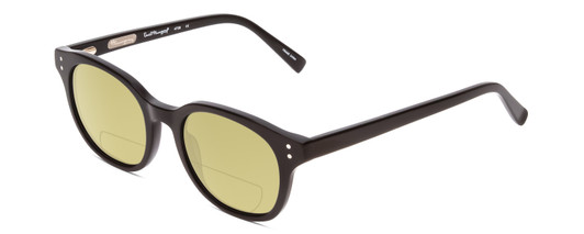 Profile View of Ernest Hemingway H4739 Designer Polarized Reading Sunglasses with Custom Cut Powered Sun Flower Yellow Lenses in Gloss Black Unisex Cateye Full Rim Acetate 53 mm