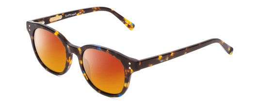 Profile View of Ernest Hemingway H4739 Designer Polarized Sunglasses with Custom Cut Red Mirror Lenses in Gloss Blue Gold Brown Tortoise Havana Unisex Cateye Full Rim Acetate 53 mm