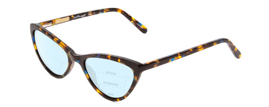 Profile View of Ernest Hemingway H4740 Designer Progressive Lens Blue Light Blocking Eyeglasses in Gloss Blue Yellow Brown Tortoise Havana Ladies Cateye Full Rim Acetate 56 mm