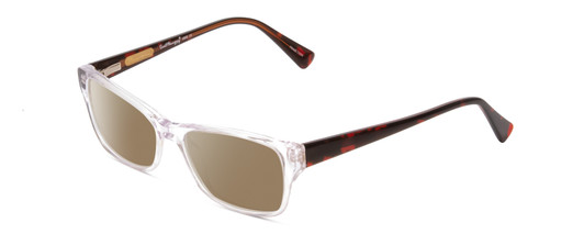 Profile View of Ernest Hemingway H4805 Designer Polarized Sunglasses with Custom Cut Amber Brown Lenses in Clear Crystal/Red Brown Tortoise Ladies Cateye Full Rim Acetate 52 mm