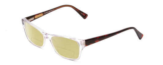 Profile View of Ernest Hemingway H4805 Designer Polarized Reading Sunglasses with Custom Cut Powered Sun Flower Yellow Lenses in Clear Crystal/Red Brown Tortoise Ladies Cateye Full Rim Acetate 52 mm