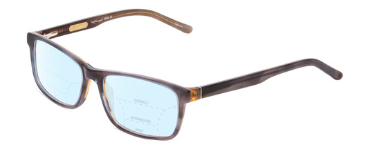 Profile View of Ernest Hemingway H4806 Designer Progressive Lens Blue Light Blocking Eyeglasses in Grey Blue/Auburn Brown Layered Mist Unisex Rectangle Full Rim Acetate 56 mm