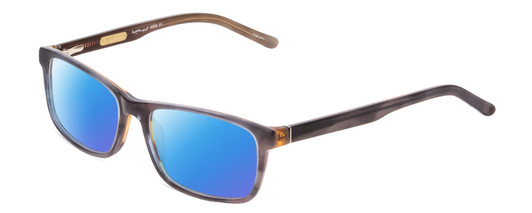 Profile View of Ernest Hemingway H4806 Designer Polarized Sunglasses with Custom Cut Blue Mirror Lenses in Grey Blue/Auburn Brown Layered Mist Unisex Rectangle Full Rim Acetate 56 mm