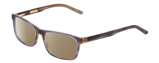 Profile View of Ernest Hemingway H4806 Designer Polarized Sunglasses with Custom Cut Amber Brown Lenses in Grey Blue/Auburn Brown Layered Mist Unisex Rectangle Full Rim Acetate 56 mm