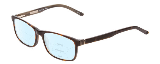 Profile View of Ernest Hemingway H4806 Designer Progressive Lens Blue Light Blocking Eyeglasses in Yellow Brown Tortoise Havana/Olive Green Lines Layered Unisex Rectangle Full Rim Acetate 56 mm