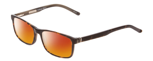 Profile View of Ernest Hemingway H4806 Designer Polarized Sunglasses with Custom Cut Red Mirror Lenses in Yellow Brown Tortoise Havana/Olive Green Lines Layered Unisex Rectangle Full Rim Acetate 56 mm
