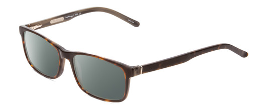 Profile View of Ernest Hemingway H4806 Designer Polarized Sunglasses with Custom Cut Smoke Grey Lenses in Yellow Brown Tortoise Havana/Olive Green Lines Layered Unisex Rectangle Full Rim Acetate 56 mm