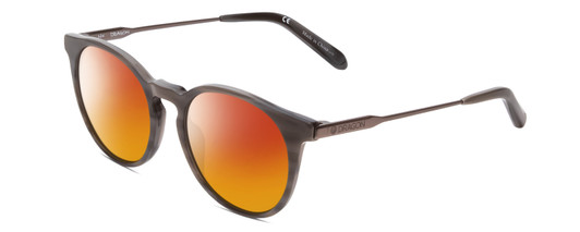 Profile View of Dragon Alliance DR520S LL HYPE Designer Polarized Sunglasses with Custom Cut Red Mirror Lenses in Slate Wood Marble Grey Unisex Classic Full Rim Acetate 51 mm