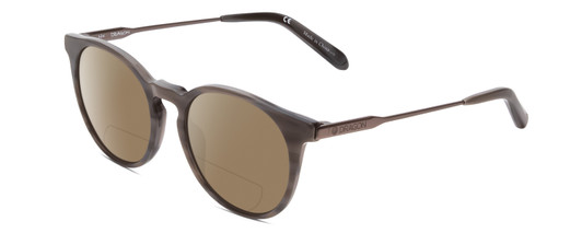 Profile View of Dragon Alliance DR520S LL HYPE Designer Polarized Reading Sunglasses with Custom Cut Powered Amber Brown Lenses in Slate Wood Marble Grey Unisex Classic Full Rim Acetate 51 mm