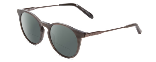 Profile View of Dragon Alliance DR520S LL HYPE Designer Polarized Reading Sunglasses with Custom Cut Powered Smoke Grey Lenses in Slate Wood Marble Grey Unisex Classic Full Rim Acetate 51 mm