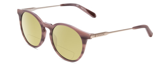 Profile View of Dragon Alliance DR520S LL HYPE Designer Polarized Reading Sunglasses with Custom Cut Powered Sun Flower Yellow Lenses in Blush Wood Pink Marble Unisex Classic Full Rim Acetate 51 mm