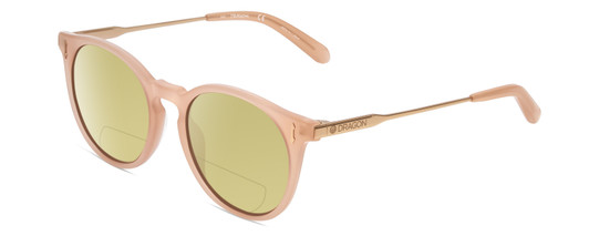 Profile View of Dragon Alliance DR520SI LL HYPE ION Designer Polarized Reading Sunglasses with Custom Cut Powered Sun Flower Yellow Lenses in Seashell Crystal Peach Unisex Classic Full Rim Acetate 51 mm