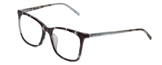 Profile View of DKNY DK500S Designer Reading Eye Glasses in Teal Blue Crystal Tortoise Ladies Cateye Full Rim Acetate 54 mm