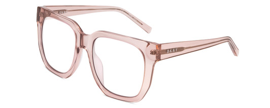 Profile View of DKNY DK513S Designer Reading Eye Glasses in Crystal Blush Pink Ladies Oversized Full Rim Acetate 53 mm